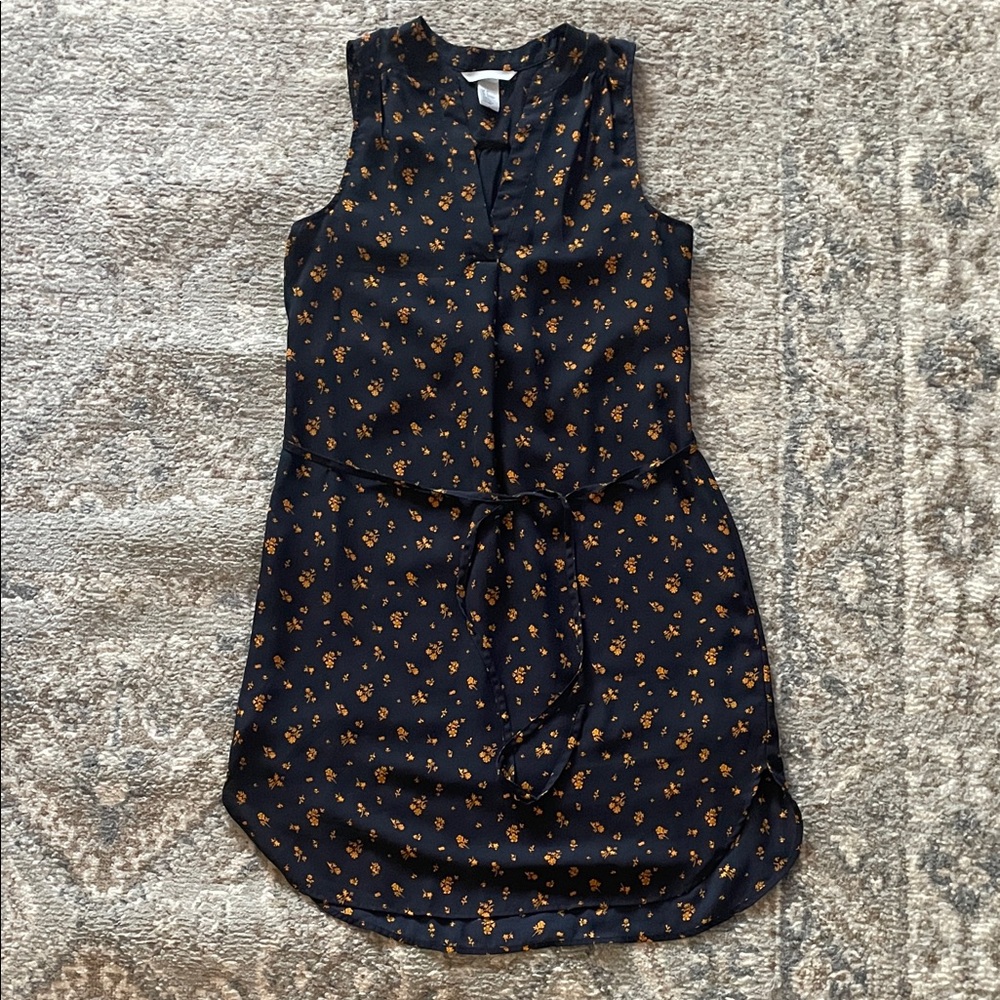 H&M Black Dress with Orange Floral Pattern